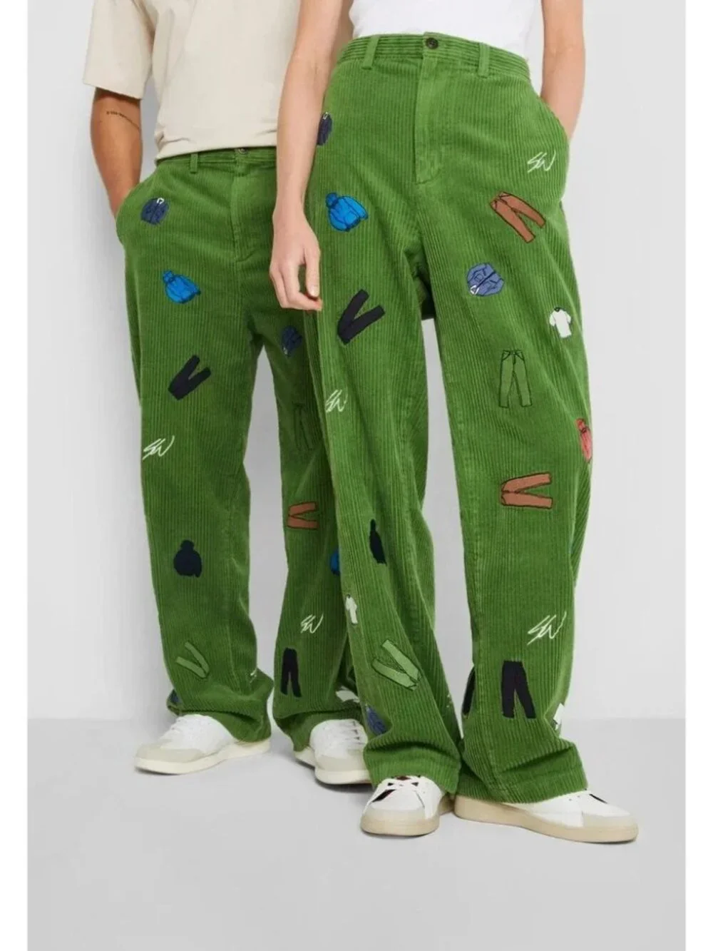 Gap x Sean Wotherspoon Embroidered Corduroy Pants Bright Pesto Green NWT 32x32 - Picture 1 of 11